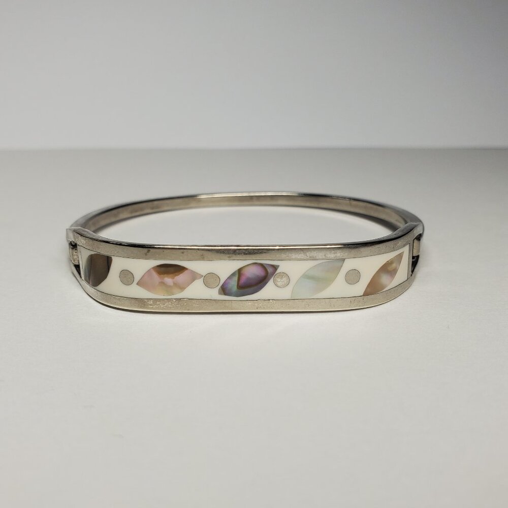 Sterling Silver Pearl Inlay Bracelet